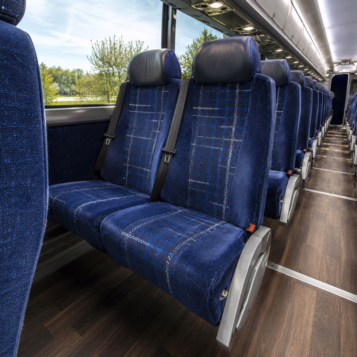 56 passenger charter bus inside